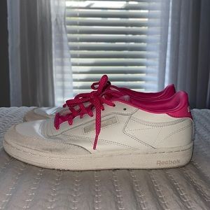 Reebok Classic Club C hot pink women’s sneakers